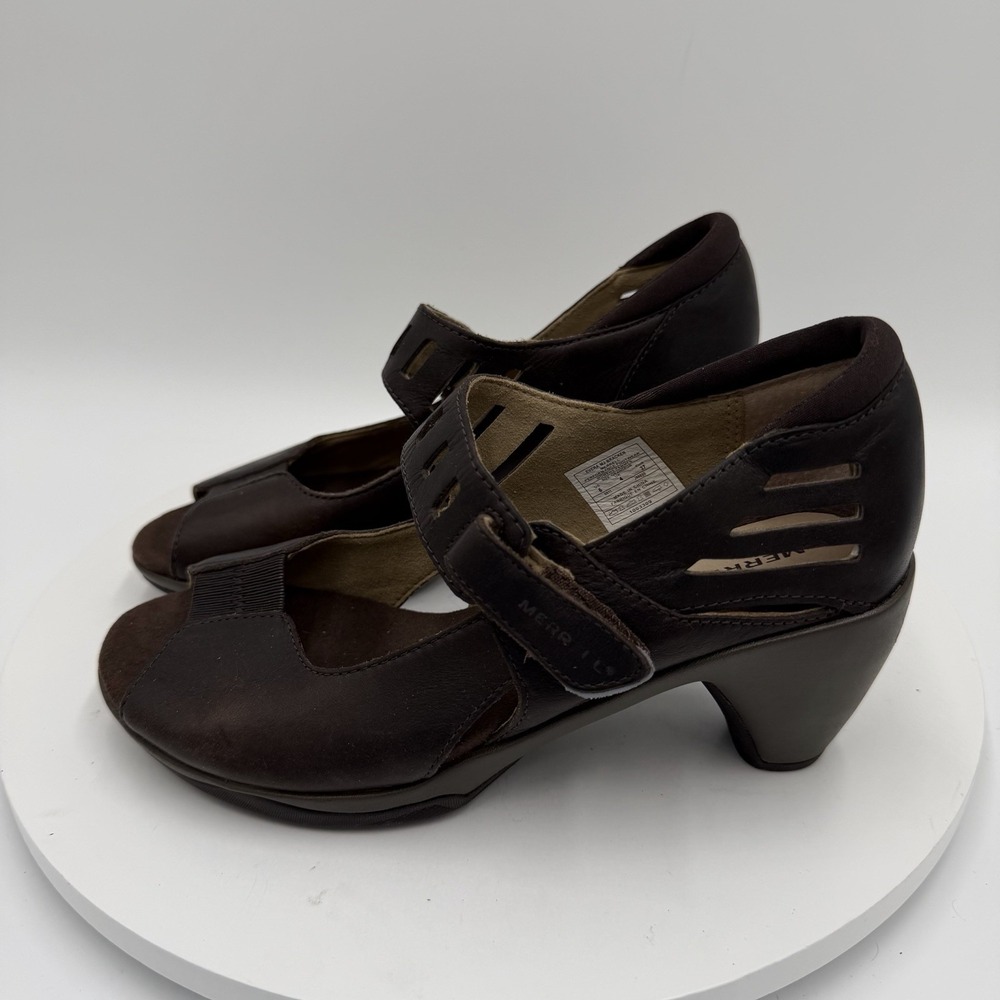 Merrell Evera Bracken Mary Jane Brown Open Toe Pump‎ Heels US Women's Size 6